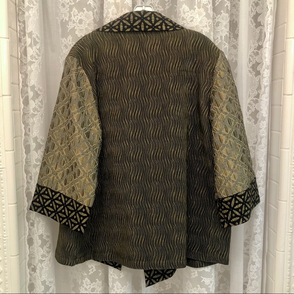 CHICO'S * NWOT Green/Black Metallic Kimono Jacket - Picture 6 of 9